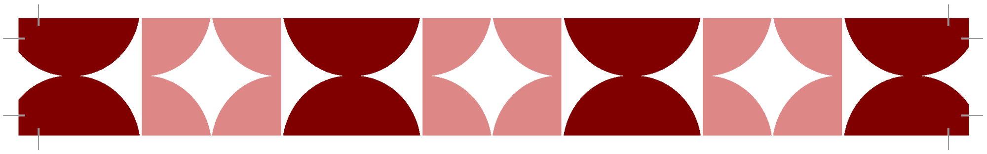 squares with partial circles of red and pinks