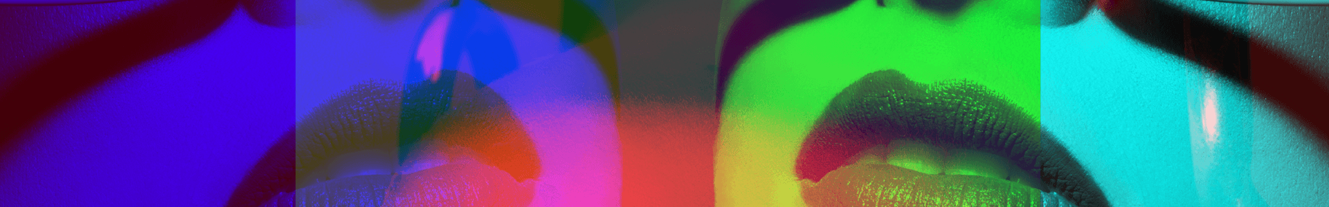 rainbow colors of super imposed on womans lips 